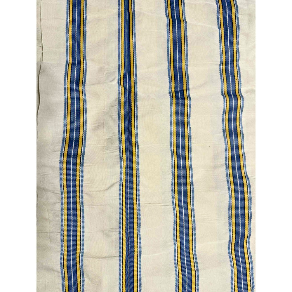 54x88" Elegant Brocade Fabric Classic Blue Yellow White